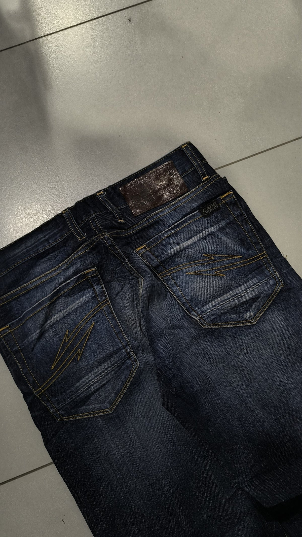 Jeans gamba larga Gas Jeans blu denim scuro schiariture Vintage Y2K donna (S) — foto 4