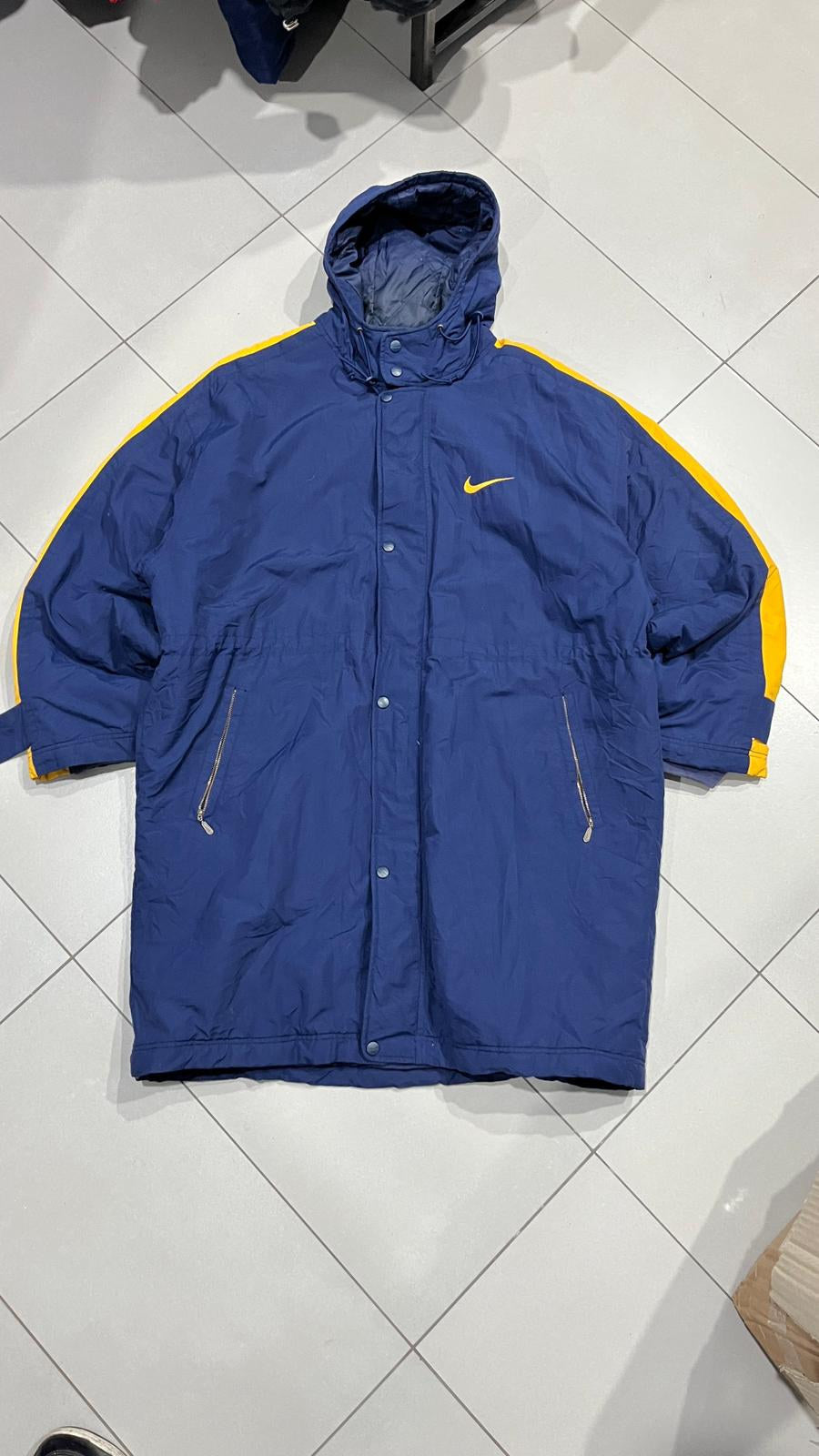 Giacca Sportiva Nike con Cappuccio Blu Navy Giallo Vintage Y2K (XL) — foto 3