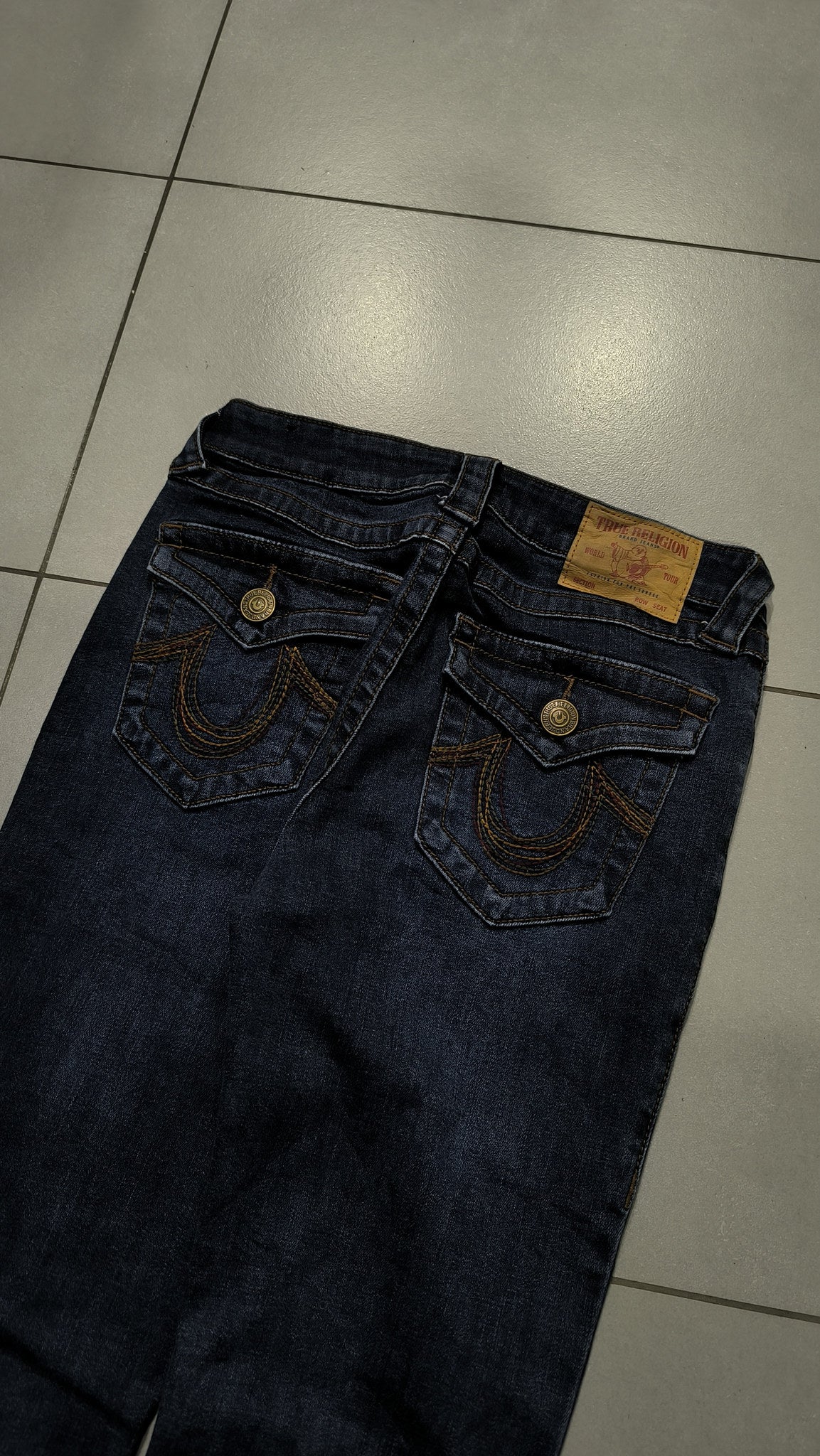 Jeans True Religion Gamba Leggermente Svasata Blu Scuro Vintage Y2K (26) — foto 5