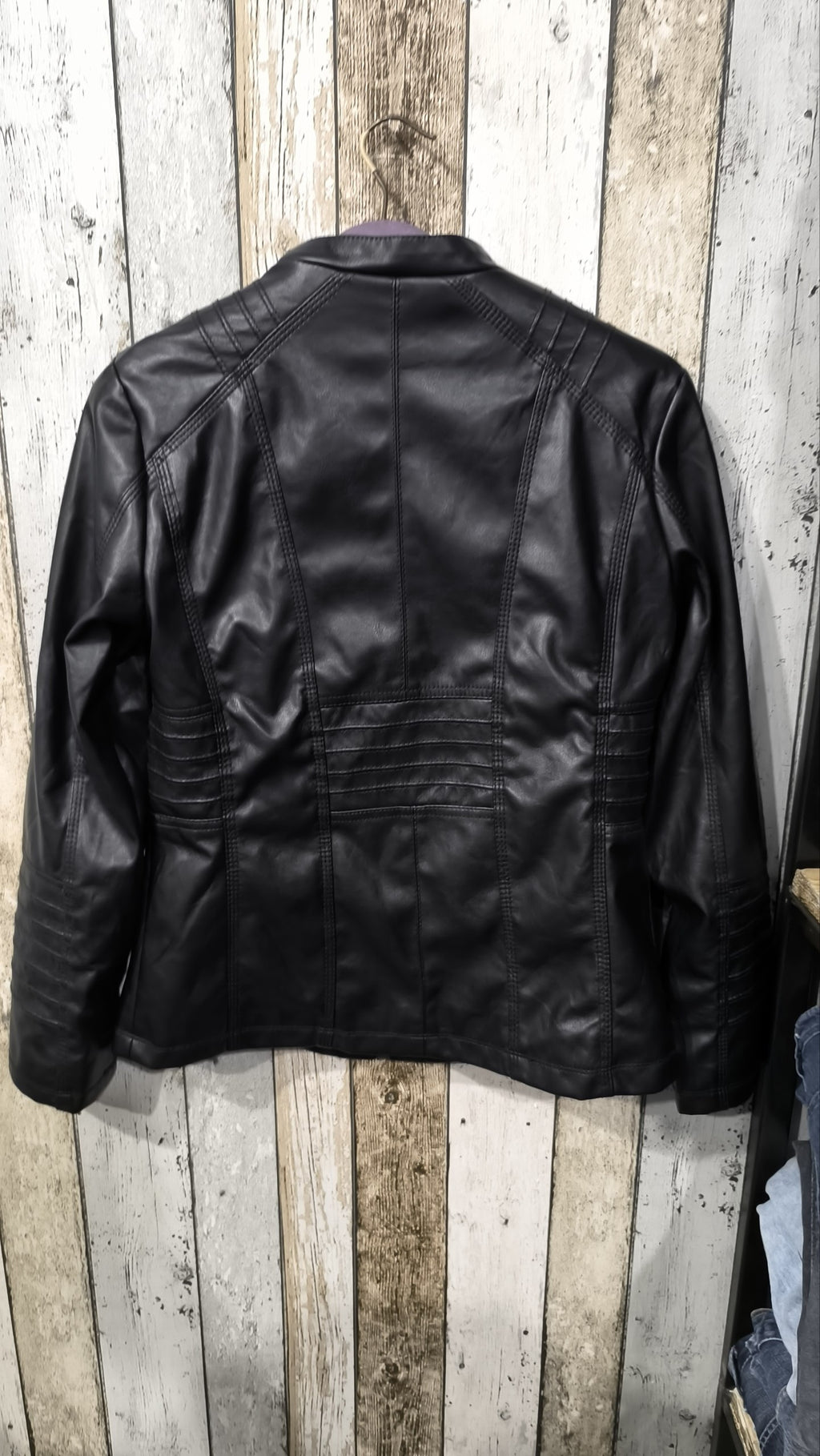 Giacca in similpelle con zip nera Vintage Y2K (S) — foto 5