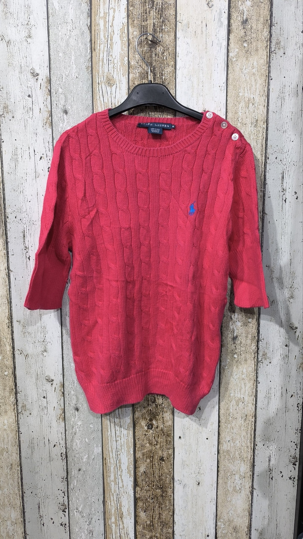 Maglia lunga Ralph Lauren a trecce rosa fucsia Vintage Y2K (M) — foto 3