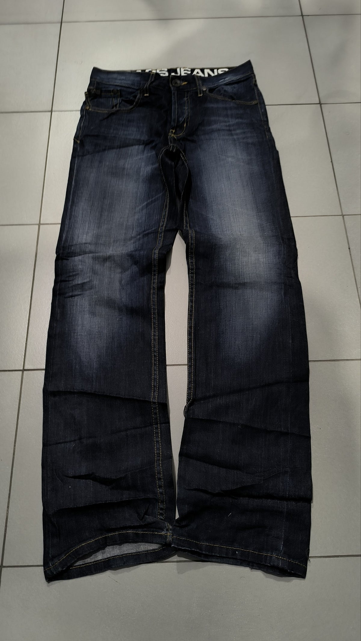 Jeans gamba larga Gas Jeans blu denim scuro schiariture Vintage Y2K donna (S) — foto 5