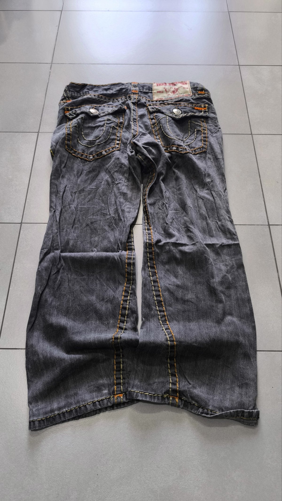 True Religion Jeans Grigio Scuro Cuciture Multicolor Vintage Y2K (L) — foto 4