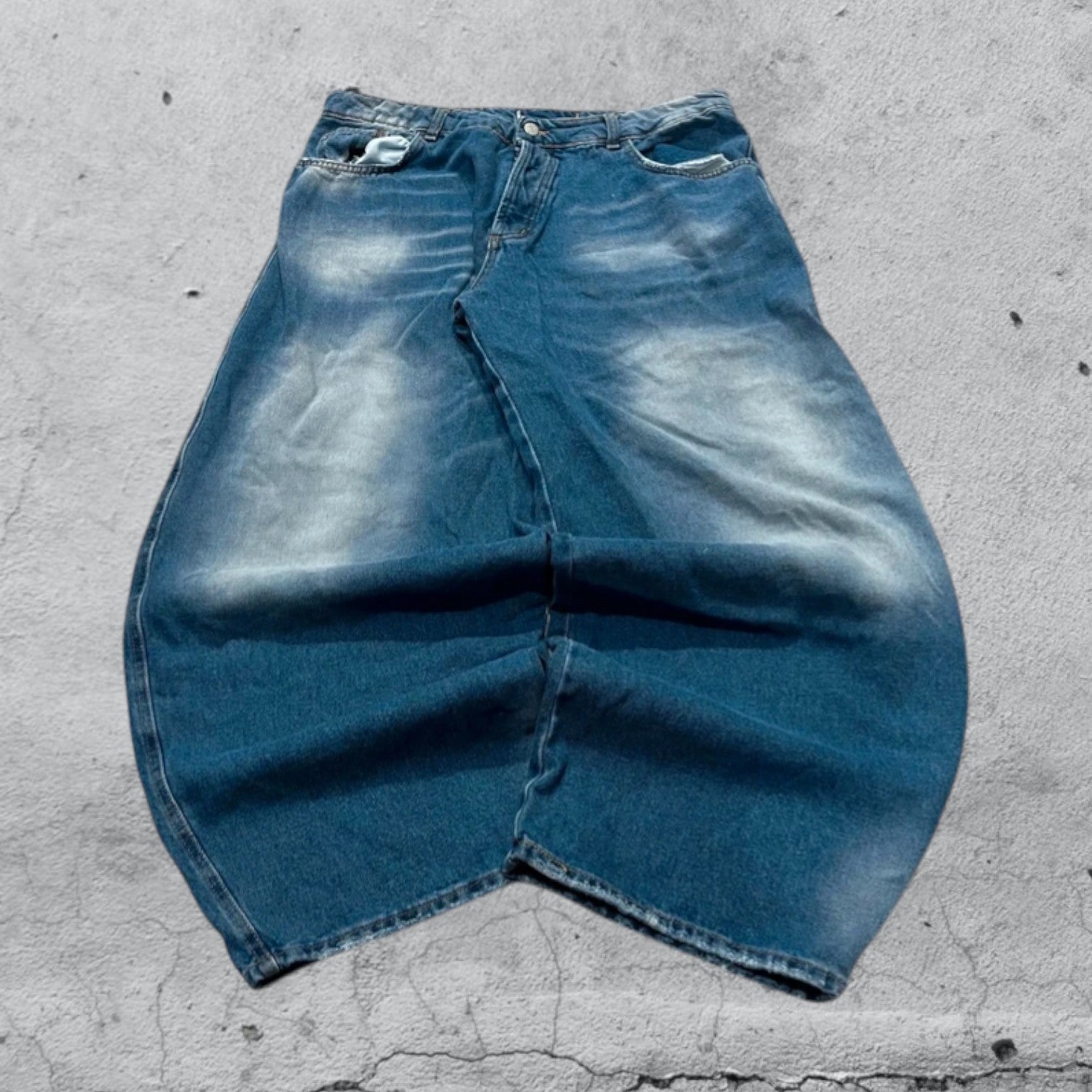 Denim Jeans Balloon Super Baggy Fit Blu con Lavaggio Chiaro (XL)