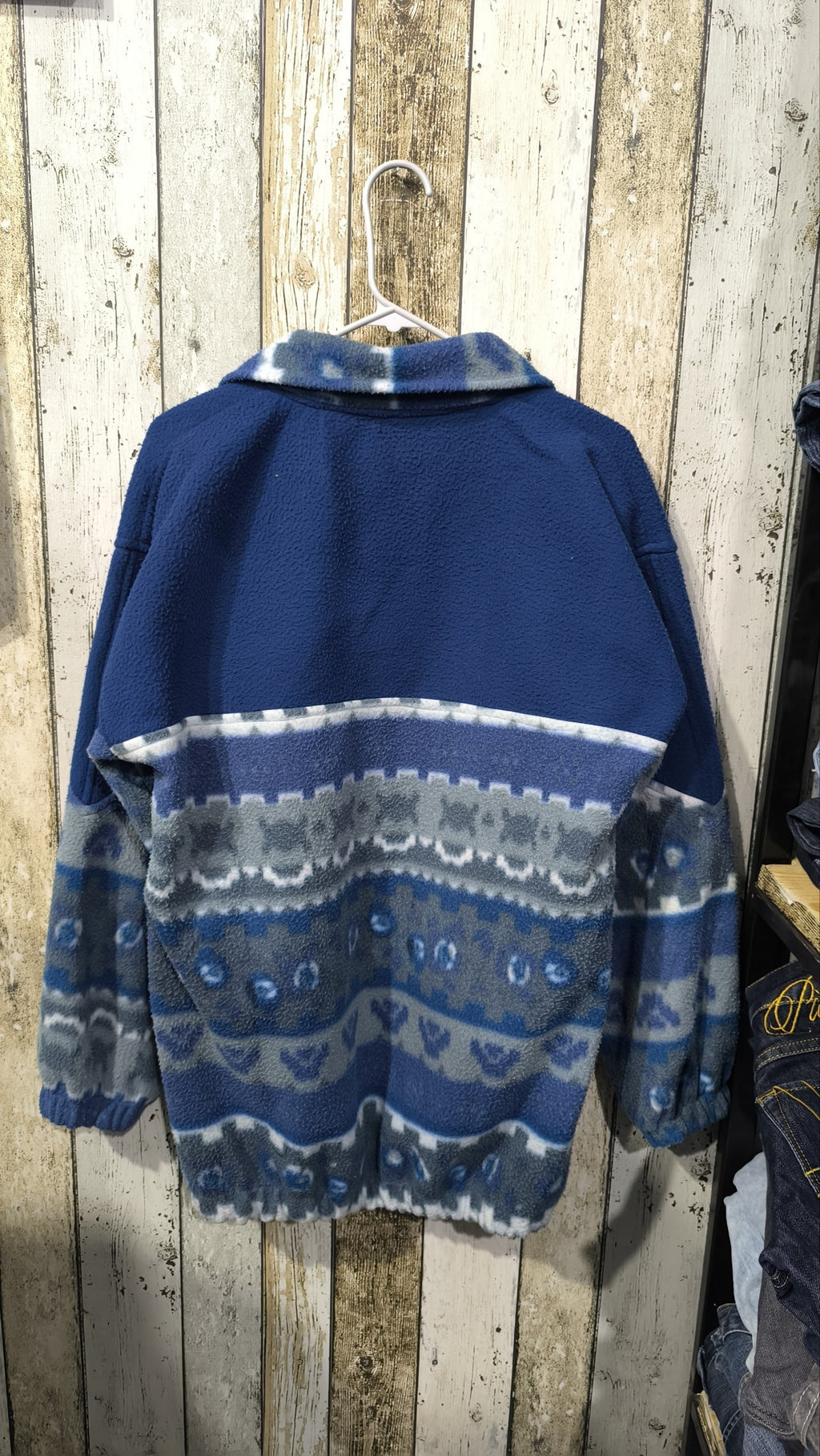 Maglia in pile Blu Fantasia Geometrica Vintage Y2K (L) — foto 5