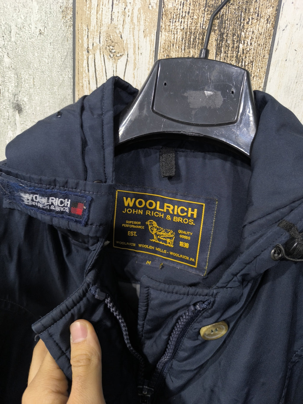 Giacca Parka Woolrich con Cappuccio Blu Navy Vintage Y2K (M) — foto 4