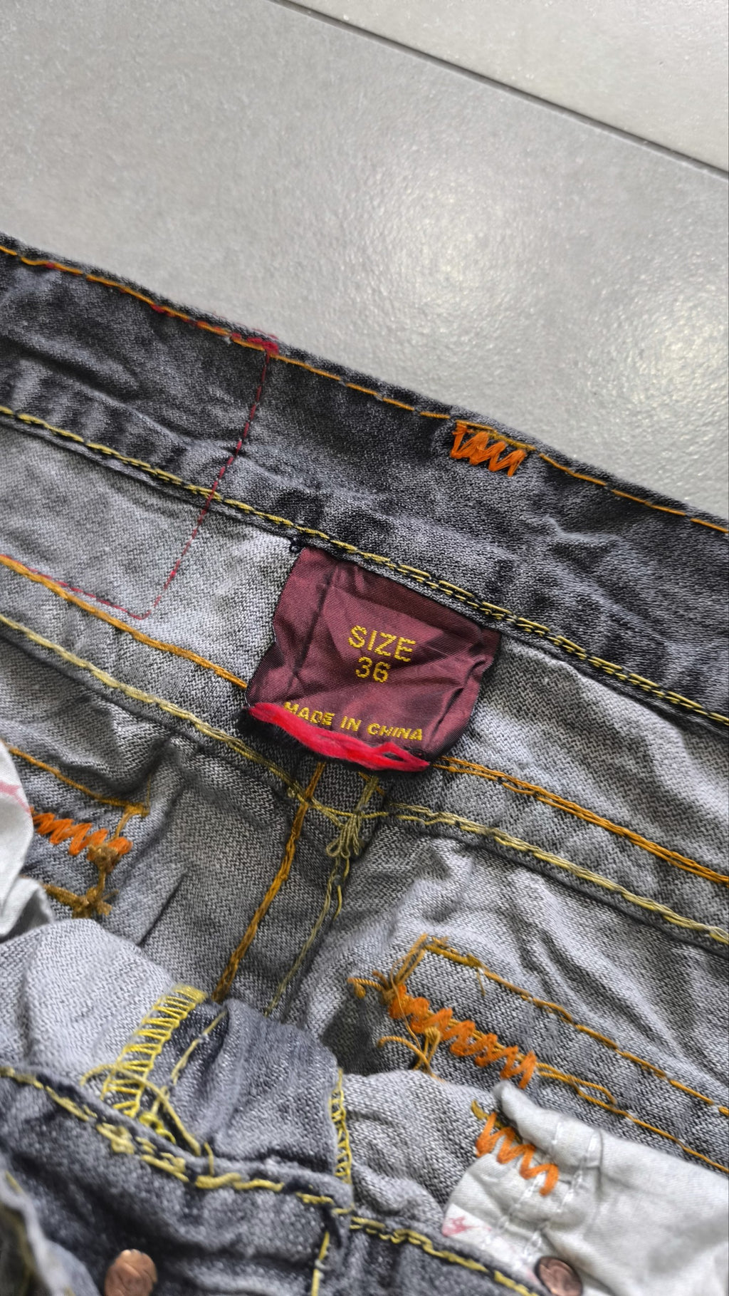 True Religion Jeans Grigio Scuro Cuciture Multicolor Vintage Y2K (L) — foto 7
