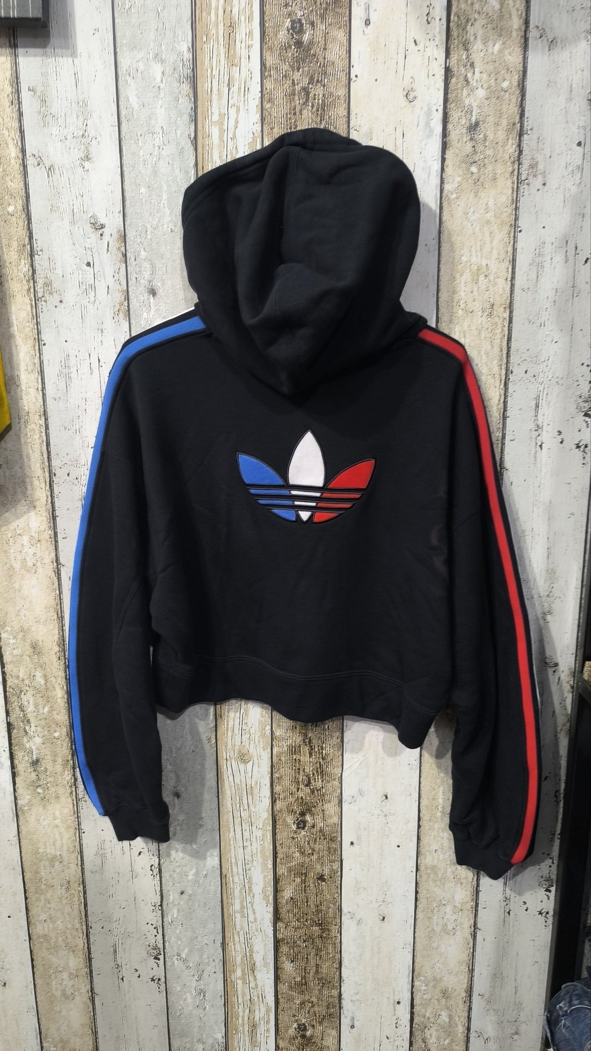 Felpa Adidas Corta Con Cappuccio Nero Blu Rosso Bianco Vintage Y2K Donna — foto 6