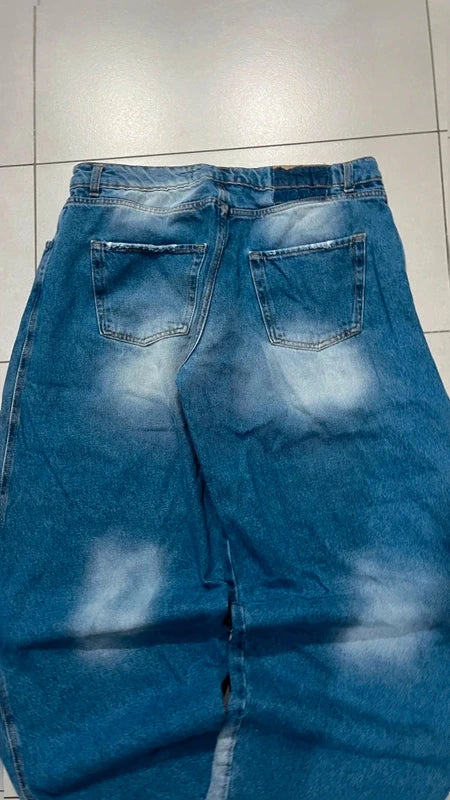 Denim Jeans Balloon Super Baggy Fit Blu con Lavaggio Chiaro (XL)