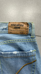 Jeans Cinque Tasche Distressed Yesmiss Jeans Azzurro Denim Chiaro Vintage Y2K (26) — foto 5