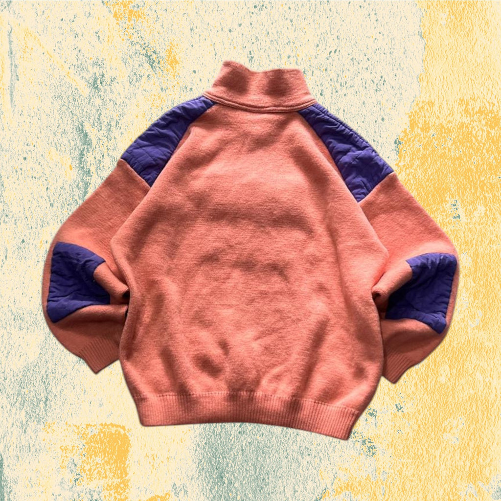Pile 1/4 Zip Vintage Rosa / Viola - Doppio Tessuto Pile e Tecnico - Boxy Oversize Fit (XXL)
