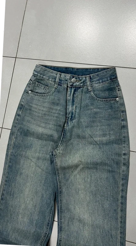 Denim Jeans Baggy Fit Embroidered "V" Blu wash (XS)