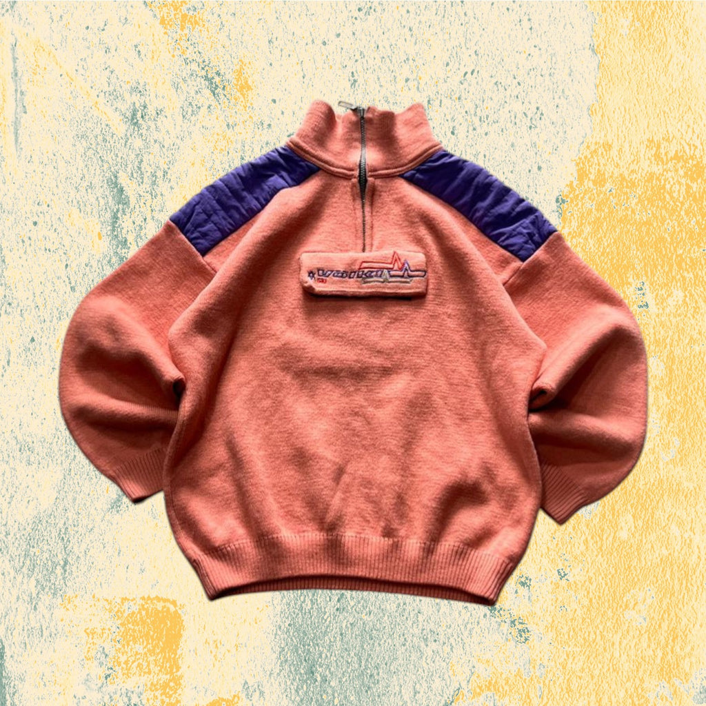 Pile 1/4 Zip Vintage Rosa / Viola - Doppio Tessuto Pile e Tecnico - Boxy Oversize Fit (XXL)