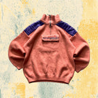 Pile 1/4 Zip Vintage Rosa / Viola - Doppio Tessuto Pile e Tecnico - Boxy Oversize Fit (XXL)