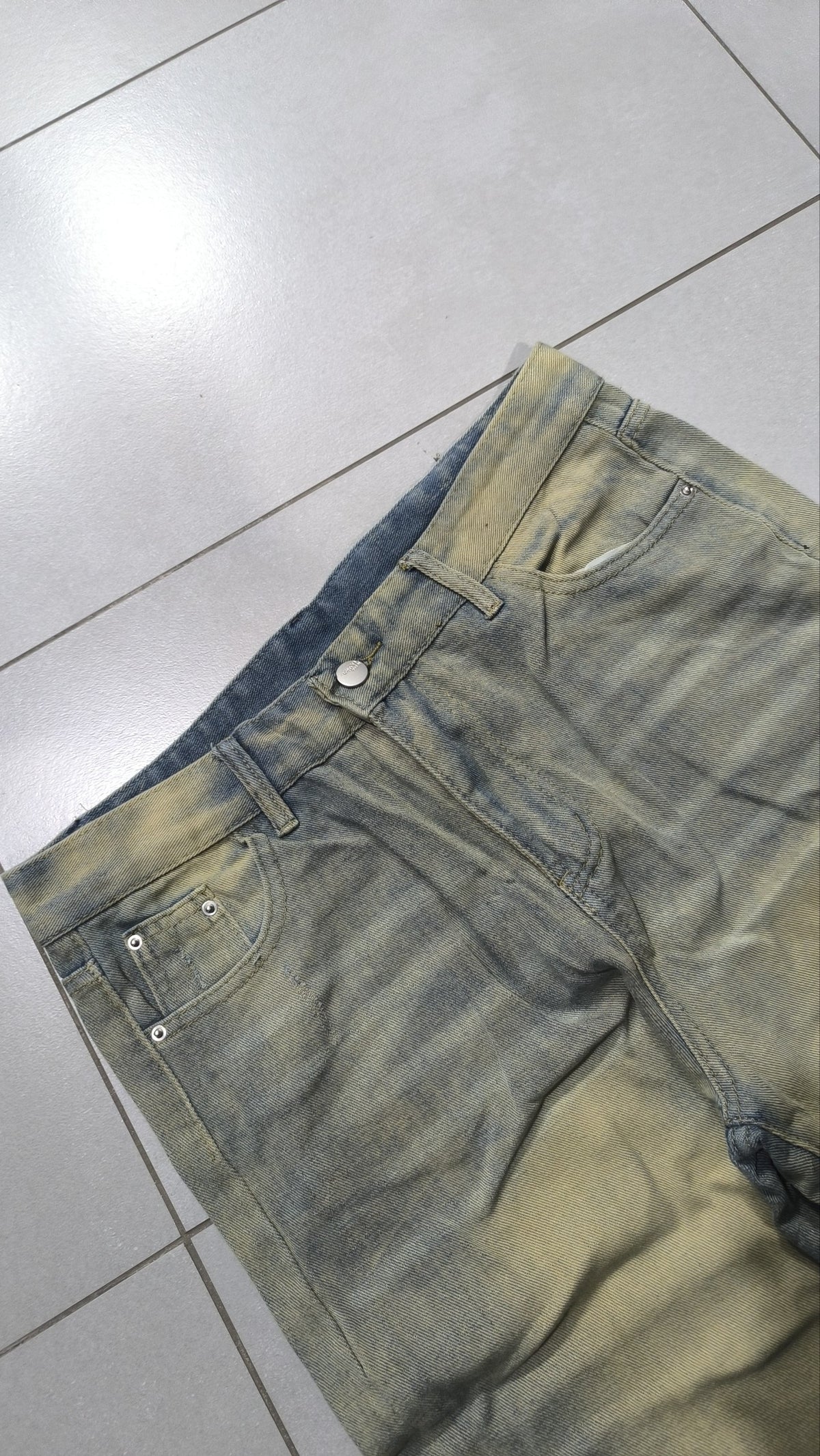 Jeans Gamba ampia Grigio-beige slavato Vintage Y2K (L) — foto 6