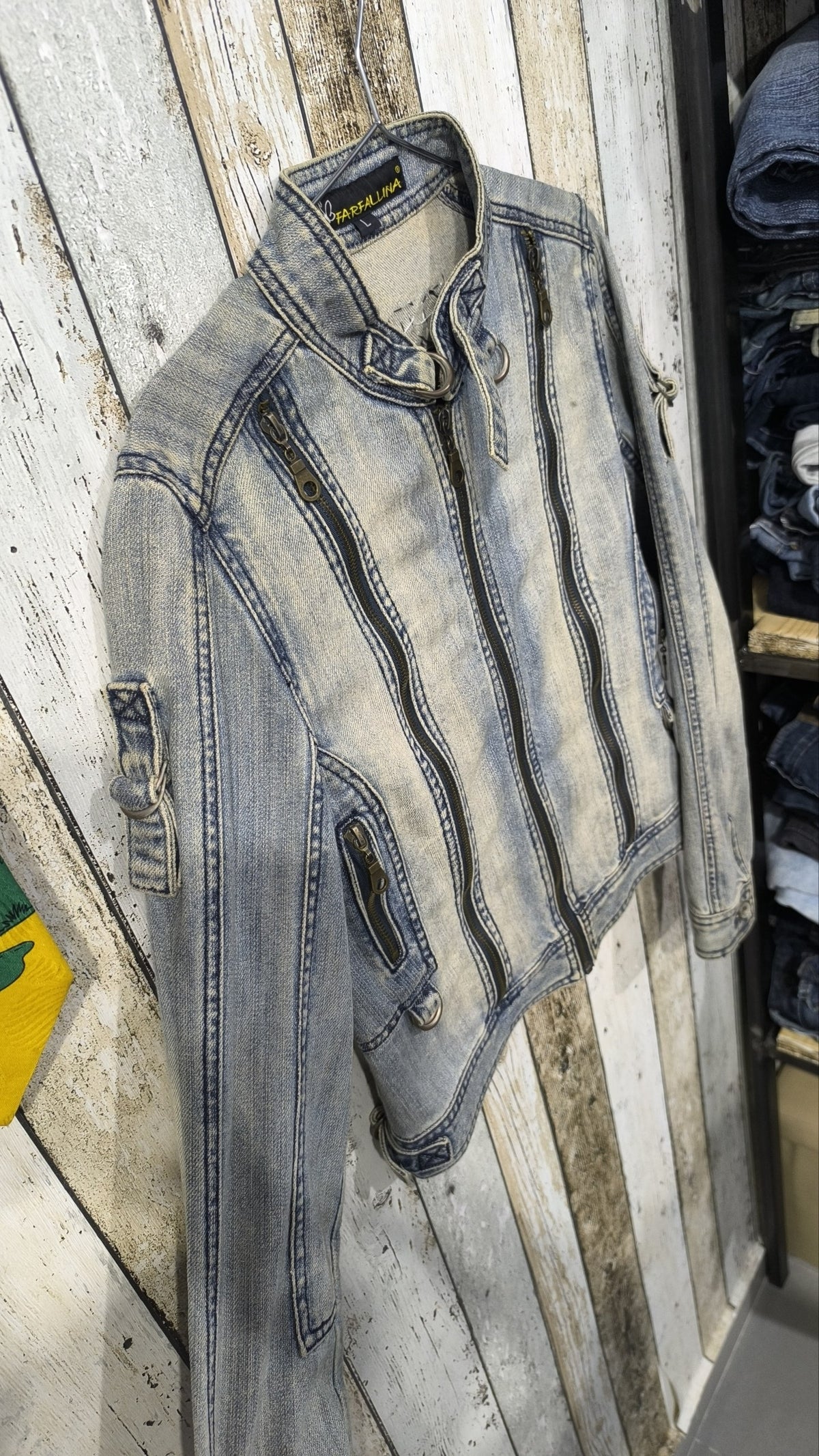 Giacca denim Farfal Lina Ricamo DIVA Blu slavato Vintage Y2K Donna (L) — foto 4