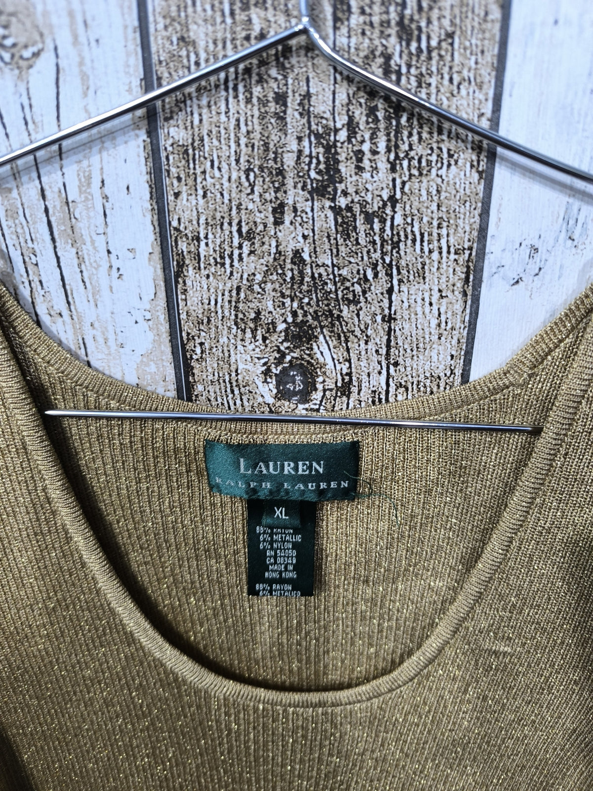 Canotta in maglia Lauren Ralph Lauren Oro antico Vintage Y2K (XL) — foto 4