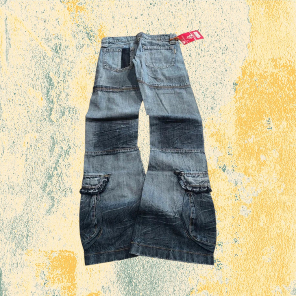 Denim Cargo Washed Low Waist Vintage Y2K baggy Fit 90s 2000s (S)