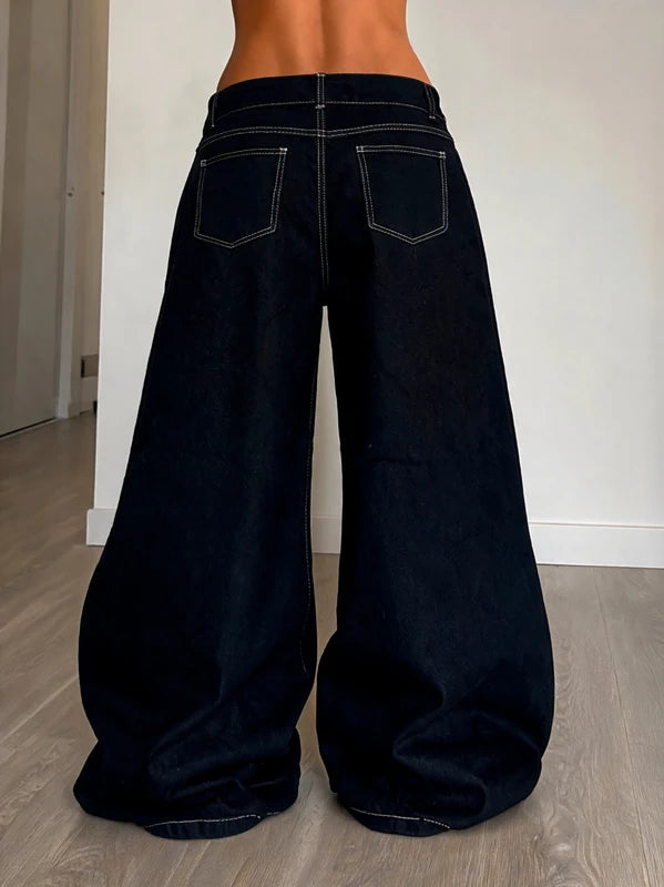 Denim Jeans Black Super Baggy Fit (S)