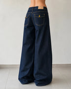 Denim Jeans Baggy Fit Blue Gold Botton Vintage Y2K