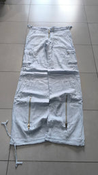 Linen Pants Baggy Fit Light Blue con Zip Vintage Y2K Low Waist - Pantaloni in Lino Super Baggy Vita Bassa
