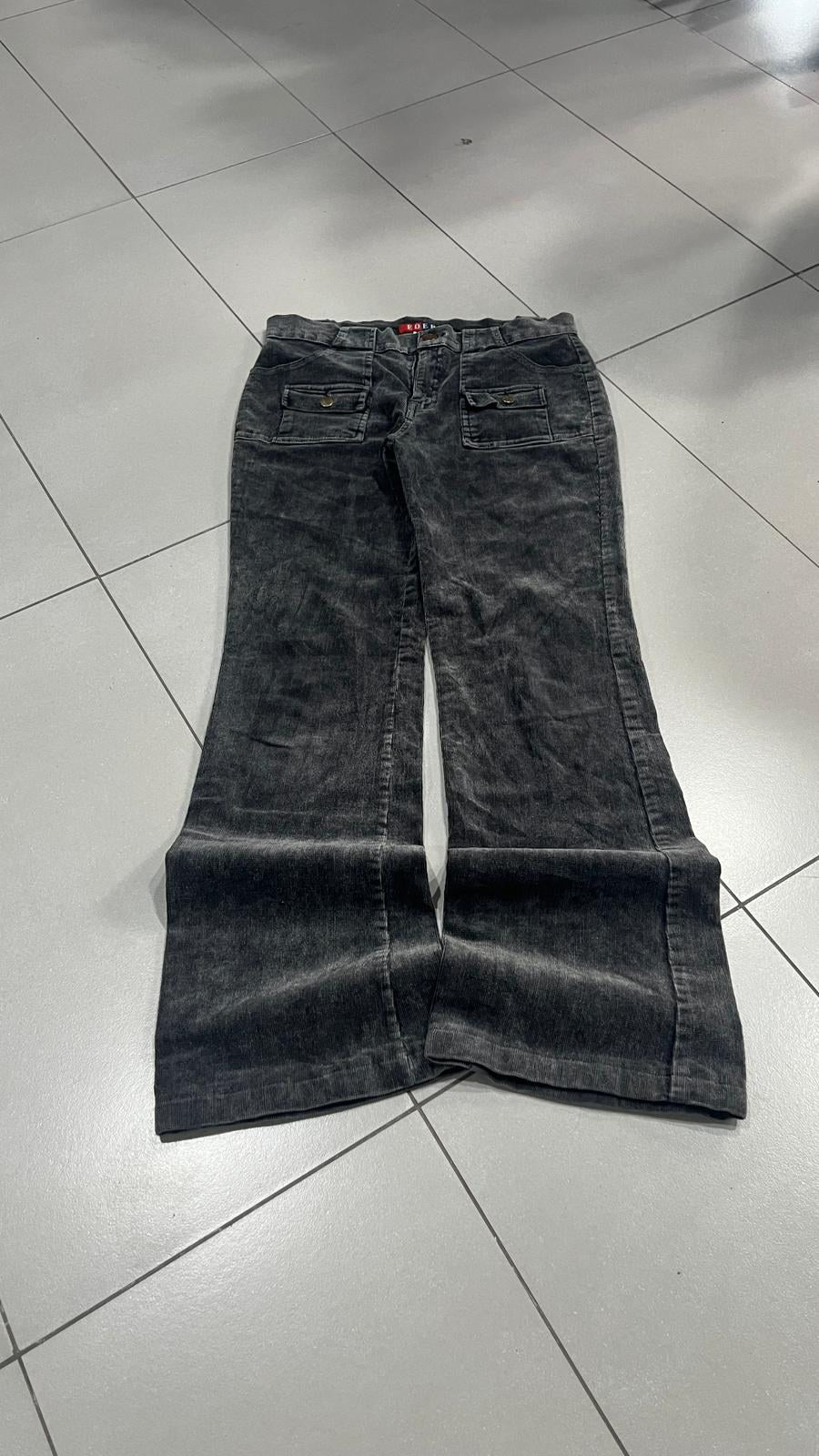 Pantaloni velluto a coste Edera Grigio antracite slavato Vintage Y2K (44) — foto 3