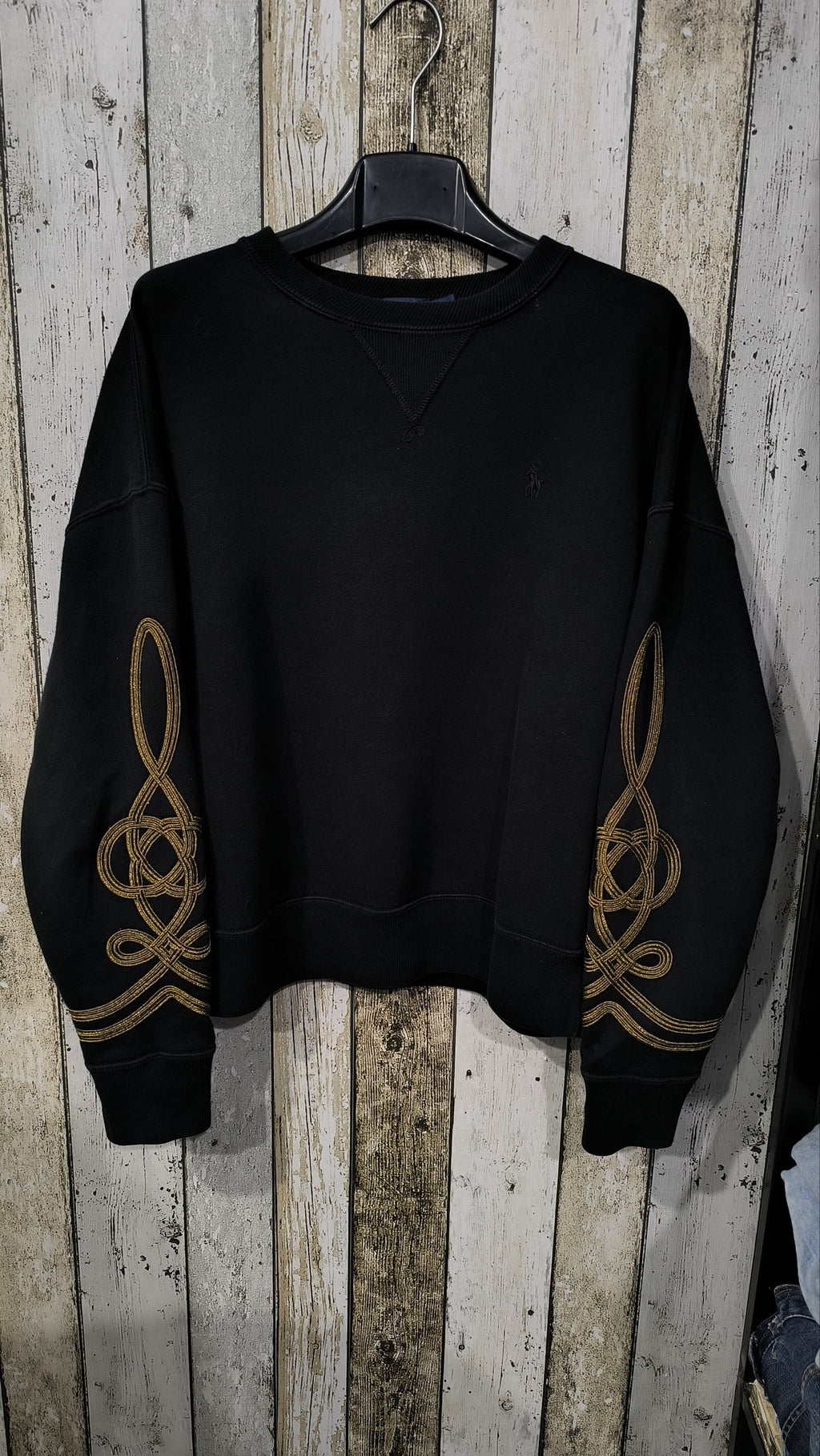 Felpa girocollo Polo Ralph Lauren Nera Ricamo tono su tono Vintage Y2K (S) — foto 3