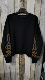 Felpa girocollo Polo Ralph Lauren Nera Ricamo tono su tono Vintage Y2K (S) — foto 3