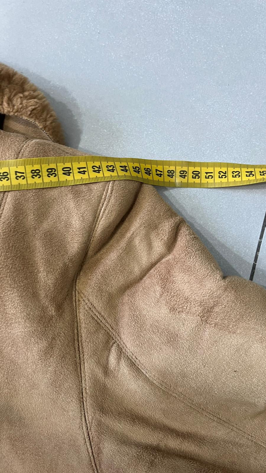 Cappotto lungo effetto montone Effetto suede Camel Beige Vintage Y2K (S) — foto 6