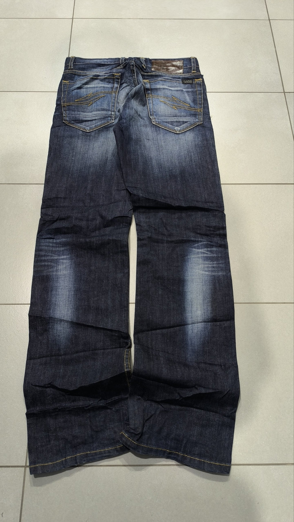 Jeans gamba larga Gas Jeans blu denim scuro schiariture Vintage Y2K donna (S) — foto 3