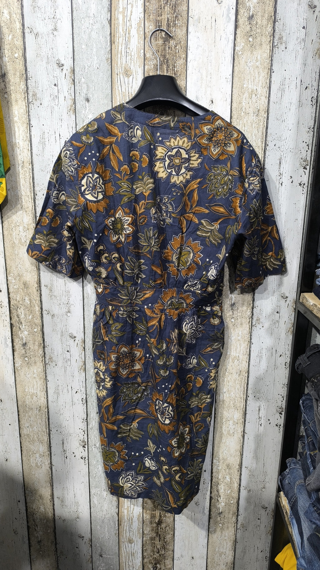 Tuta Maniche Corte Bottoni Floreale Blu Scuro Vintage Y2K (S) — foto 5