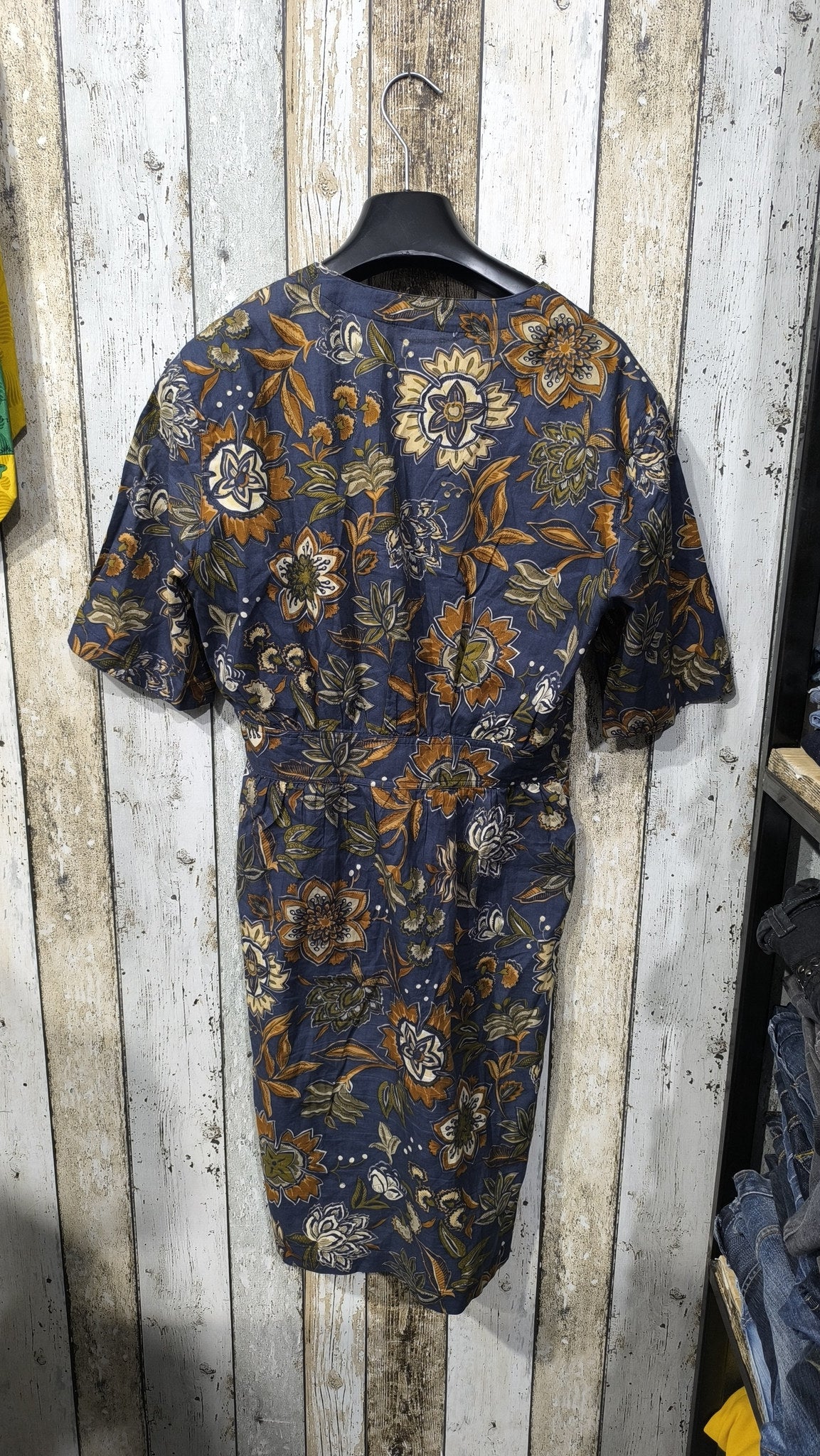 Tuta Maniche Corte Bottoni Floreale Blu Scuro Vintage Y2K (S) — foto 5