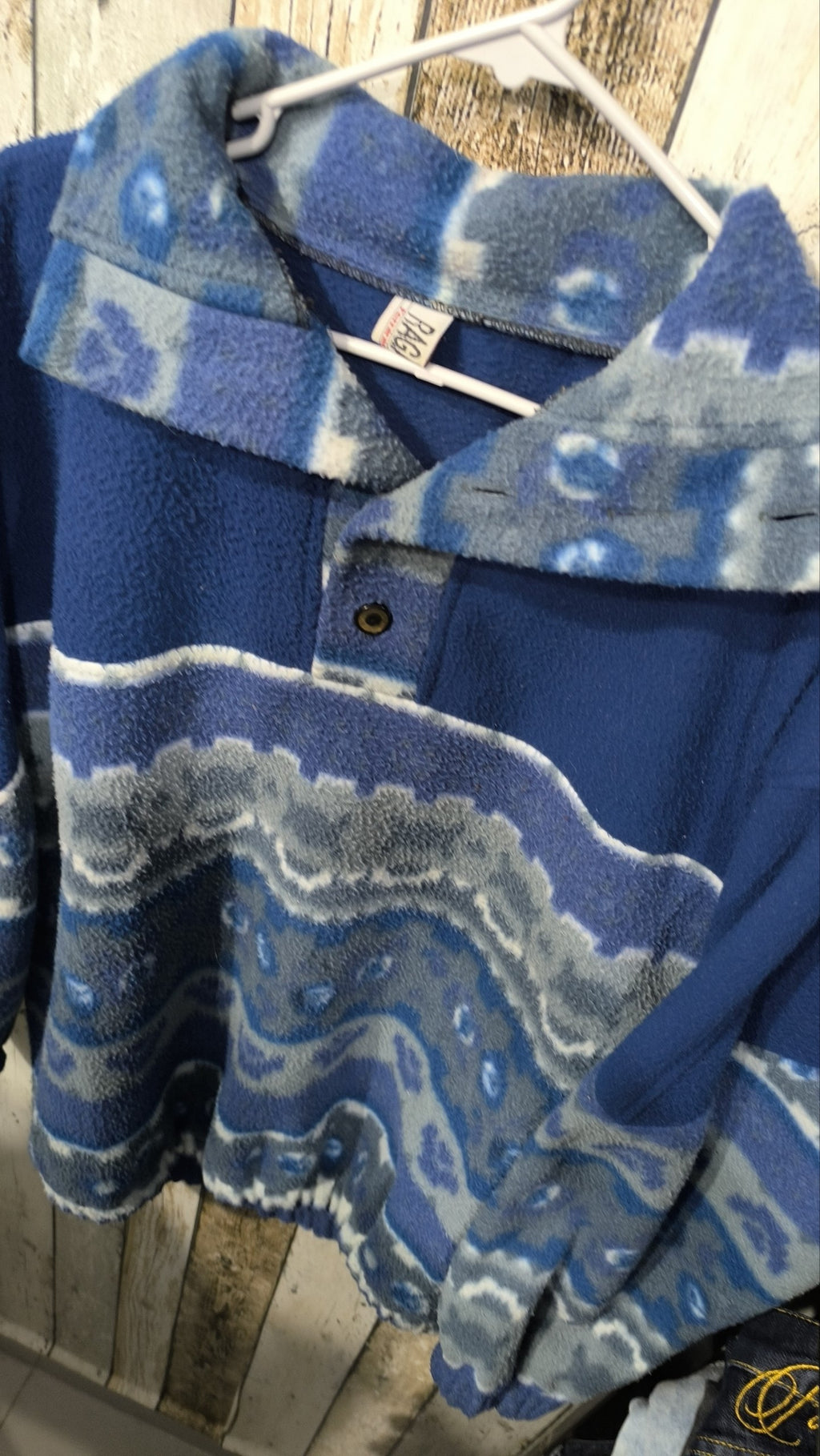 Maglia in pile Blu Fantasia Geometrica Vintage Y2K (L) — foto 4