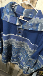 Maglia in pile Blu Fantasia Geometrica Vintage Y2K (L) — foto 4