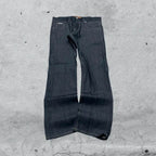Raw Denim Jeans Embroidered Baggy Fit (XL)