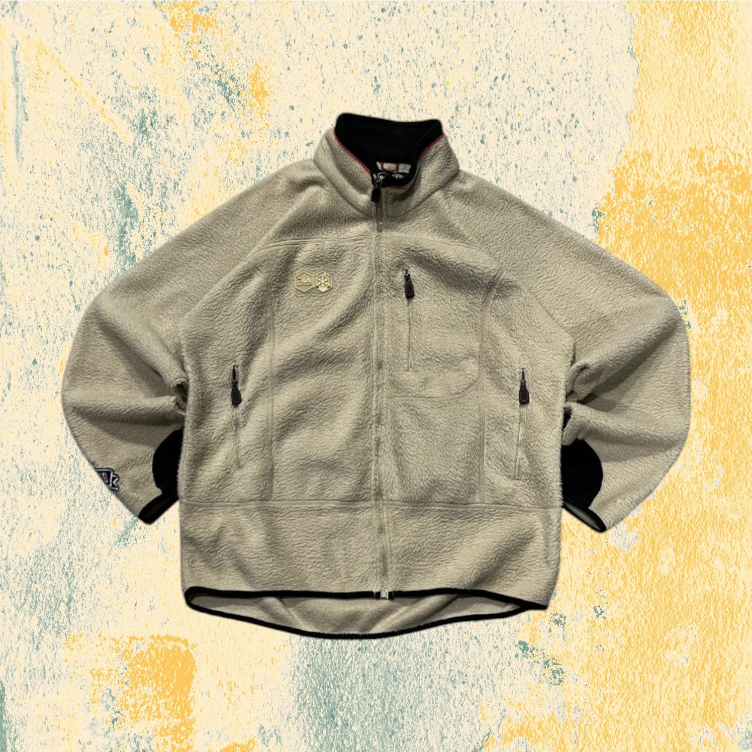Felpa in Pile Beige Fila anni 2000 - American Oversize Fit (XL)