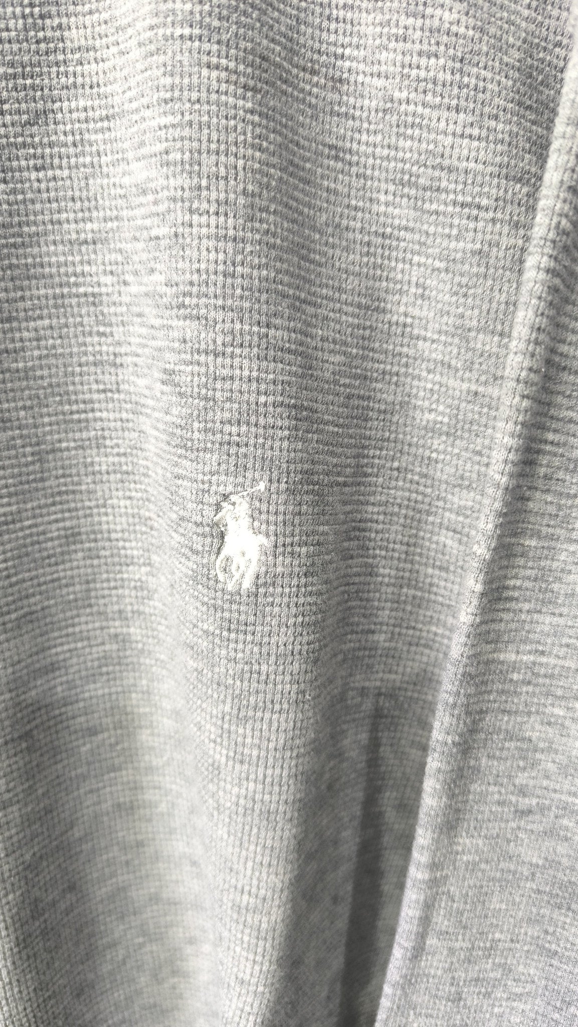 Felpa Girocollo Polo Ralph Lauren Rilievo Waffle Grigio Chiaro Melange Vintage Y2K — foto 5