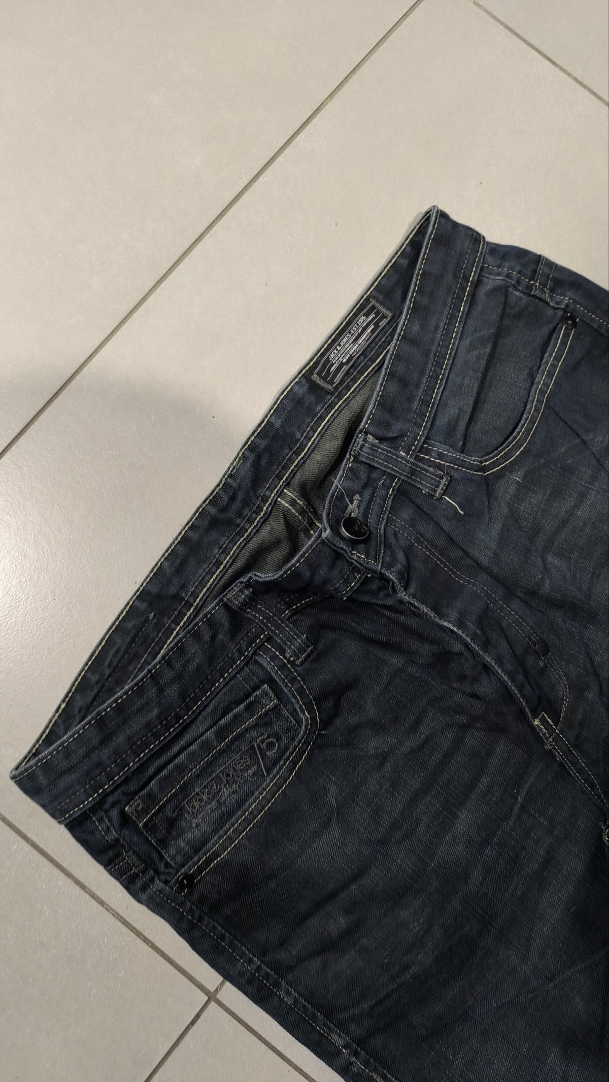 Jeans a gamba ampia Jack & Jones blu scuro slavato Vintage Y2K Uomo (L) — foto 6