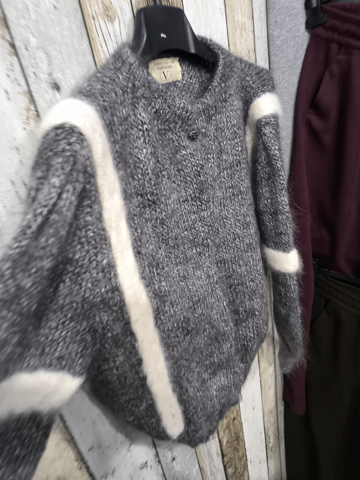 Cardigan Valentino Bande Bianche Grigio Mélange Vintage Y2K (S) — foto 4