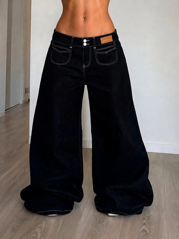 Denim Jeans Black Super Baggy Fit (S)