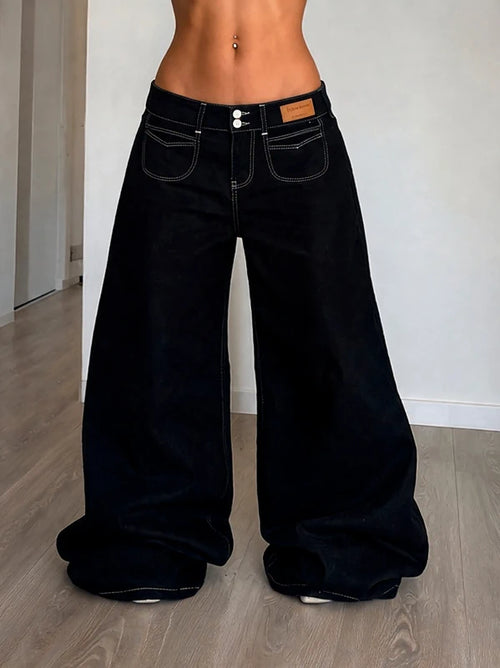 Denim Jeans Black Super Baggy Fit (S)
