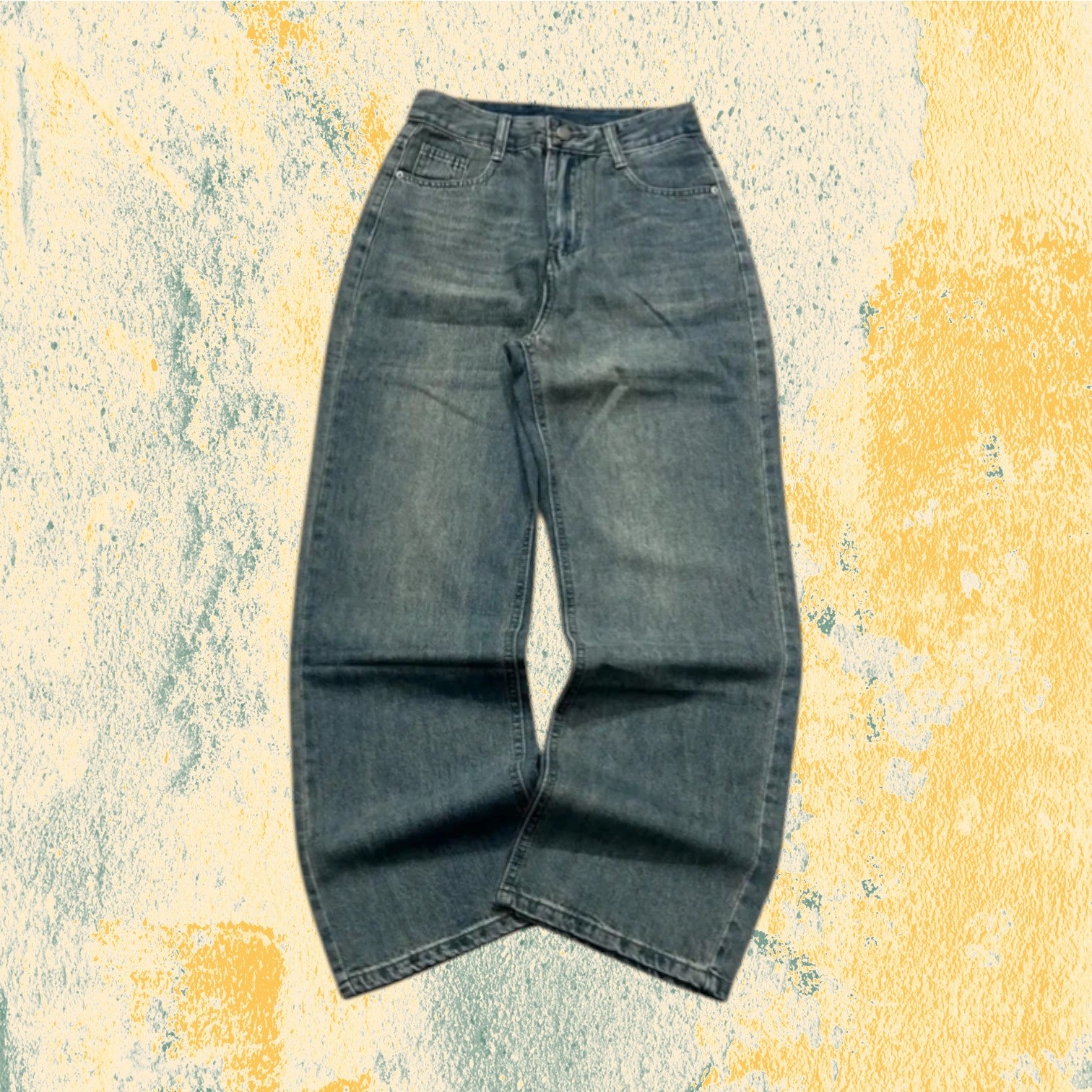 Denim Jeans Baggy Fit Embroidered "V" Blu wash (XS)