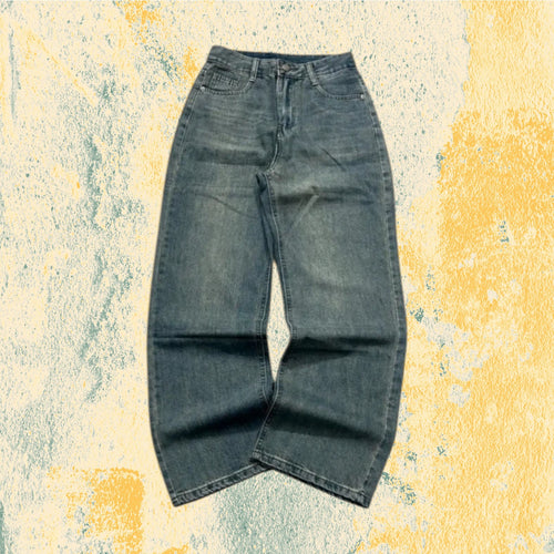 Denim Jeans Baggy Fit Embroidered "V" Blu wash (XS)