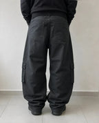 Super Baggy Balloon Pants Cargo Cerati Nero Semplice (L)