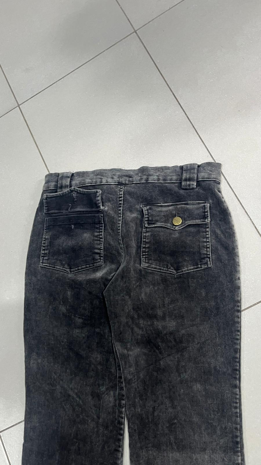 Pantaloni velluto a coste Edera Grigio antracite slavato Vintage Y2K (44) — foto 4