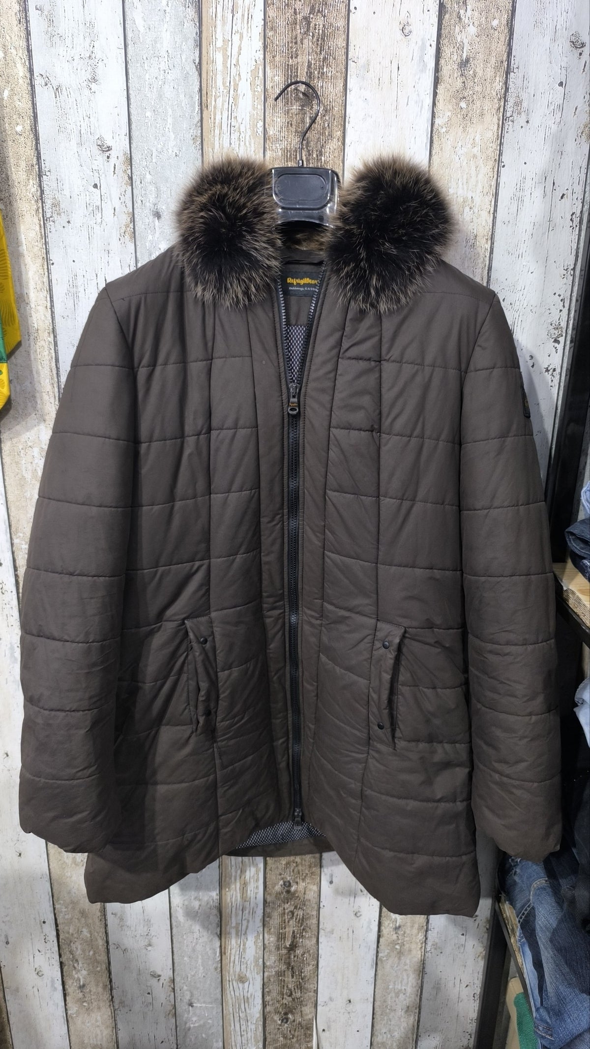 Giacca Refrigiwear imbottita collo pelliccia Marrone scuro Vintage Y2K donna (M) — foto 3