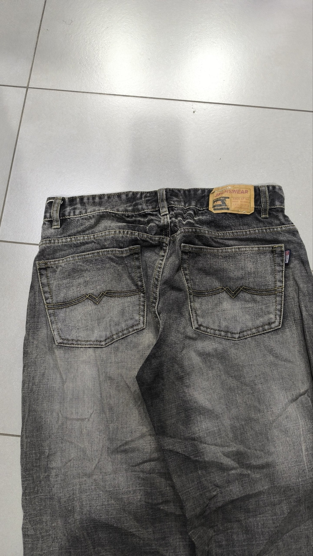 Jeans Gamba Ampia Grigio Slavato Vintage Y2K Uomo (M) — foto 5