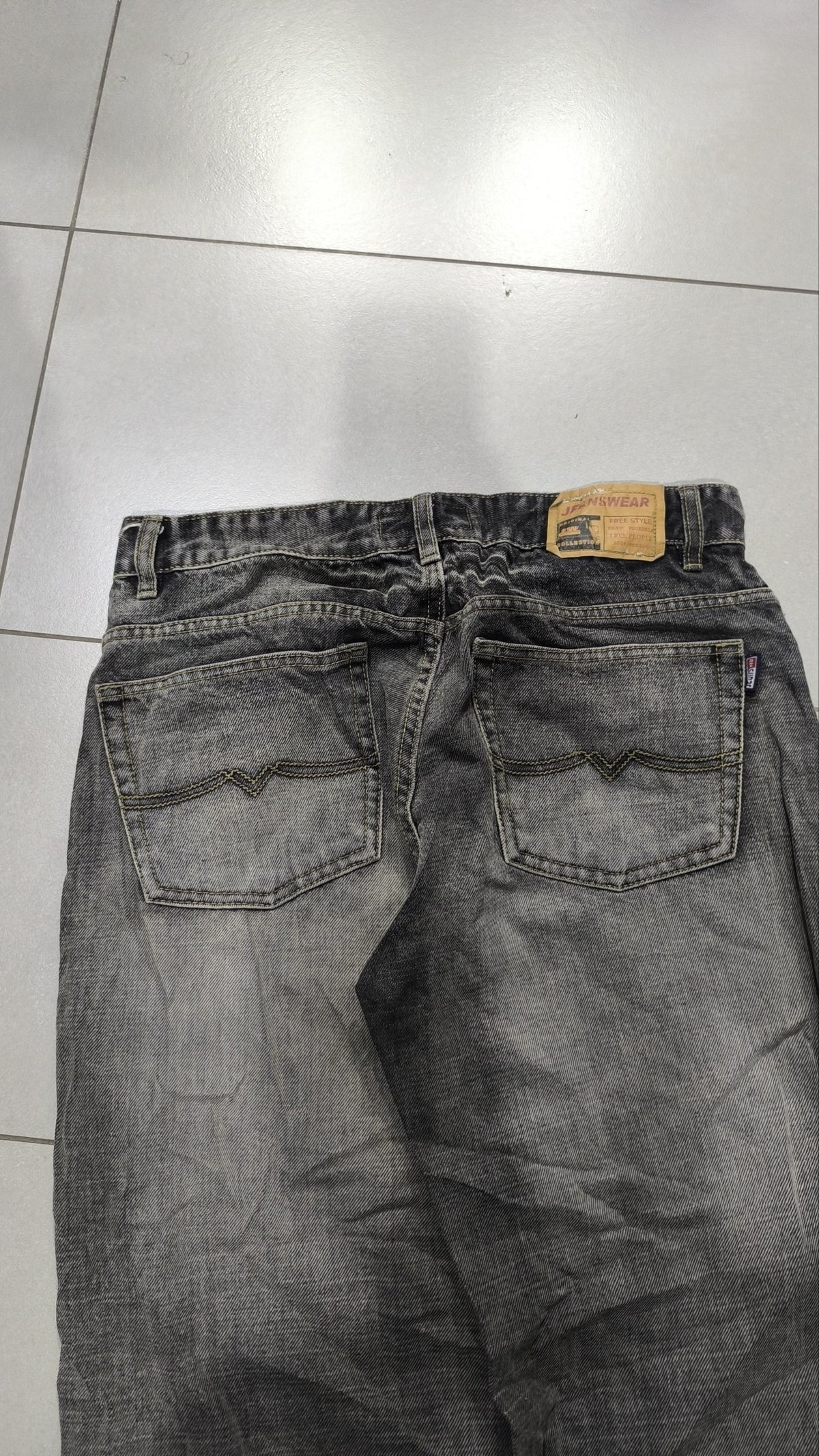 Jeans Gamba Ampia Grigio Slavato Vintage Y2K Uomo (M) — foto 5