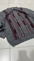 Maglione Girocollo SR Bella Kapellen Grigio Righe Vintage Y2K (XL) — foto 3