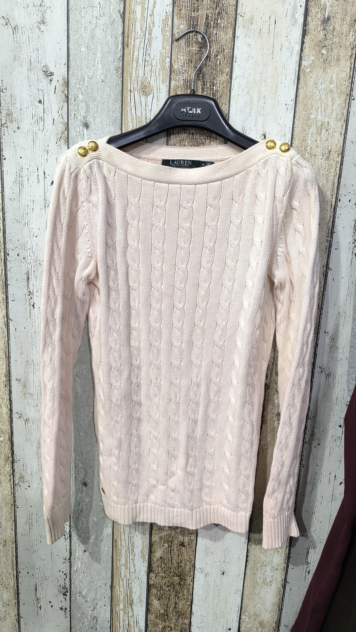 Maglione girocollo Lauren Ralph Lauren Crema Trecce Vintage Y2K (M) — foto 3